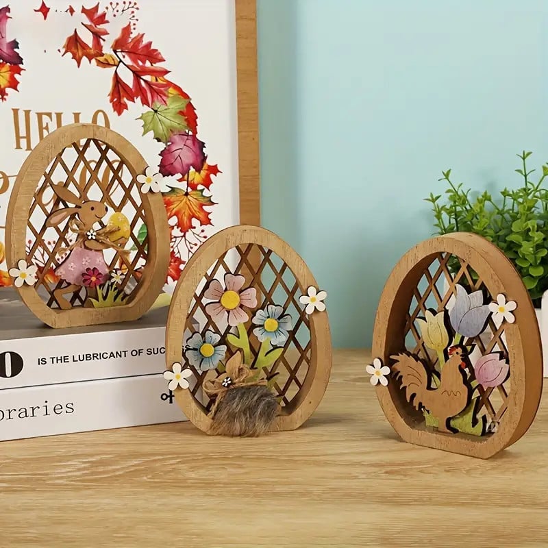 Easter Egg Shaped Wooden Ornament