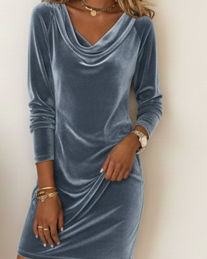 The "Fall/Winter Daily Gem": Fashionable Cowl Neck Dress, Warm & Chic
