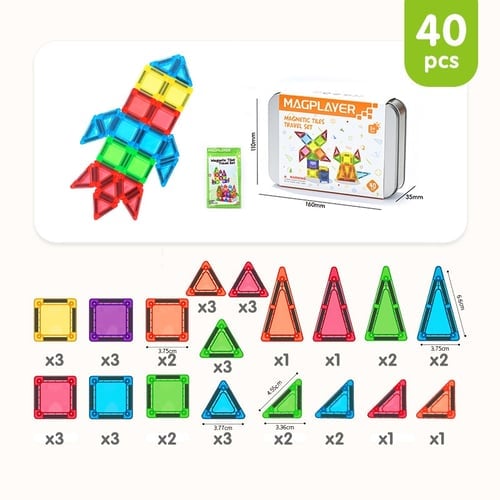 Mini Magnetic Tile Toys with Iron Box