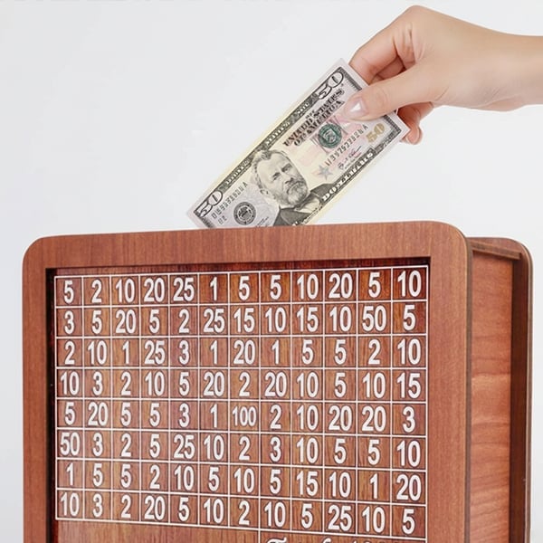 Wooden Savings Challenge Box