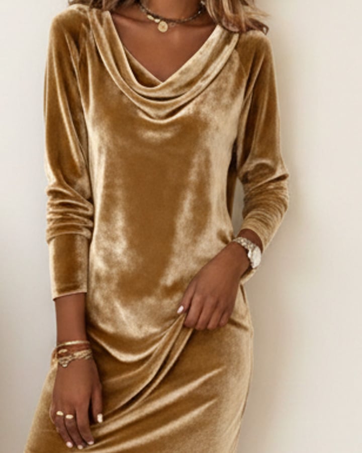 The "Fall/Winter Daily Gem": Fashionable Cowl Neck Dress, Warm & Chic