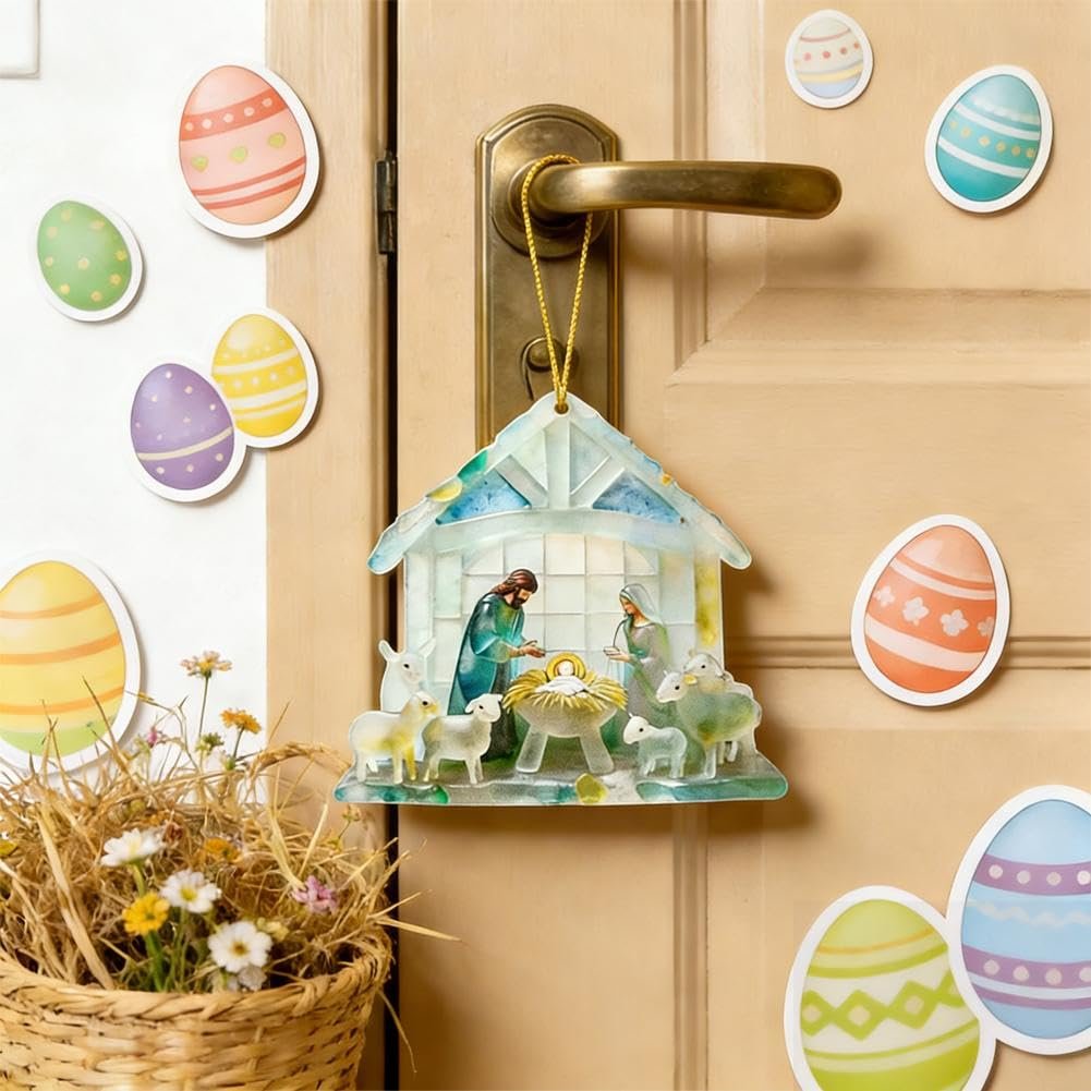 🏆🌊Christmas scene Jesus  pendant-natural art