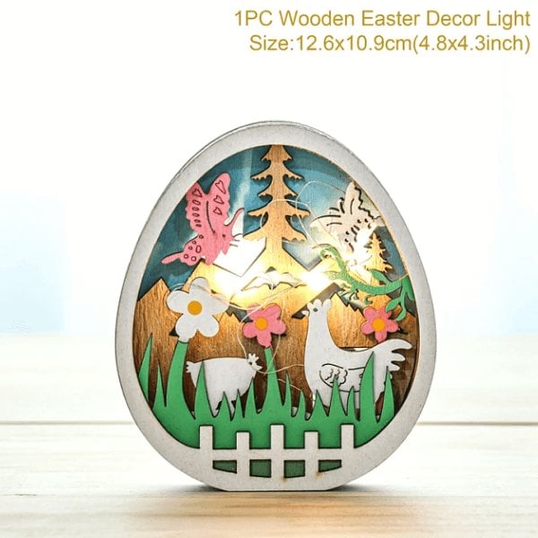 Wooden Easter Decor LED Light