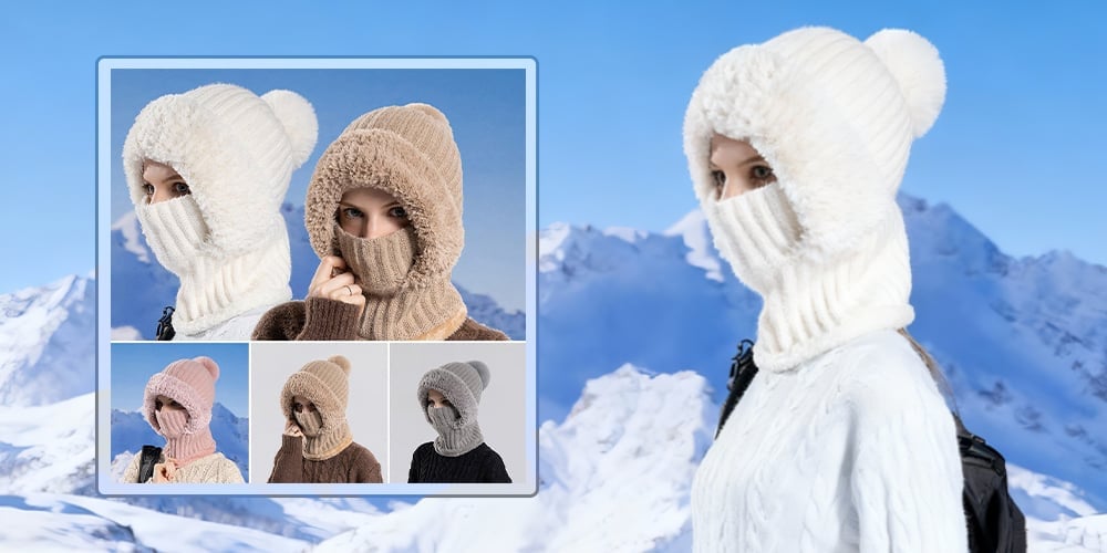 ❤Women's knitted 3-in-1 cold-proof hat