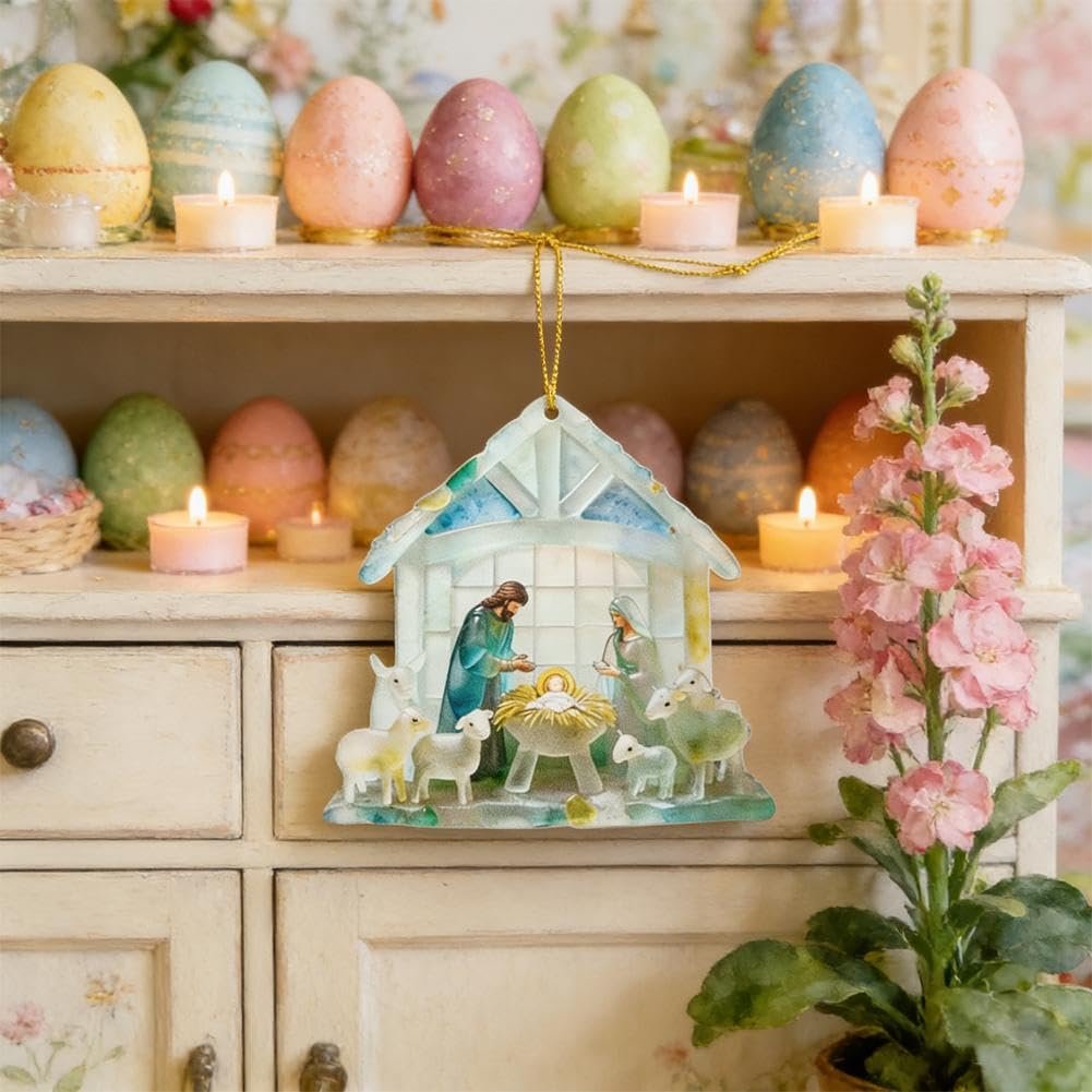 🏆🌊Christmas scene Jesus  pendant-natural art