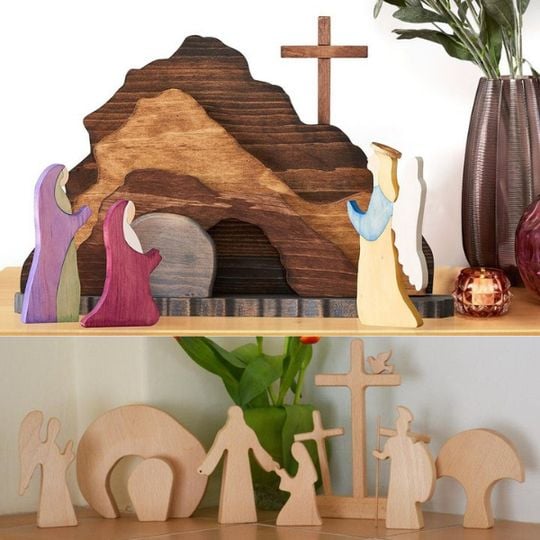 Jesus Tomb-Easter Scene Wooden Decoration