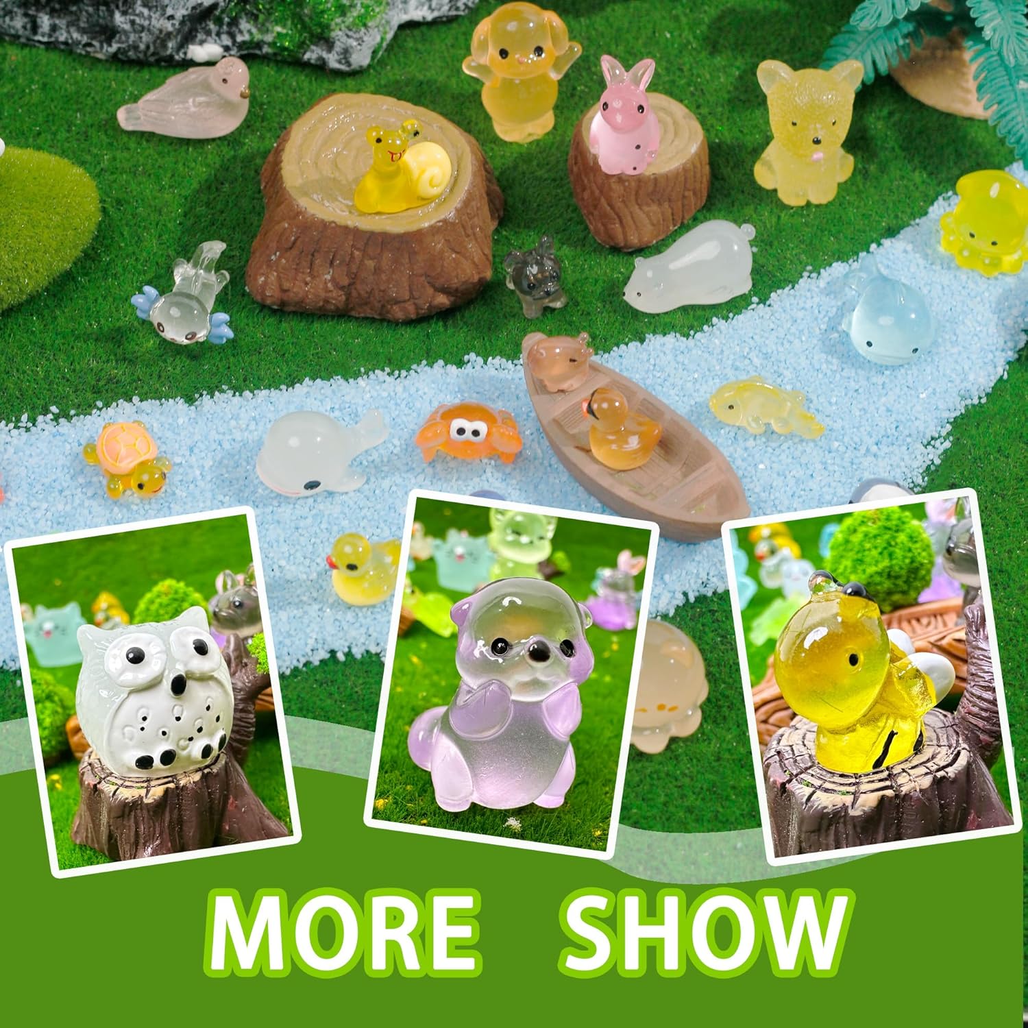 🏆#1 Bestseller ⏰Mini Glow in The Dark Animal Resin Models