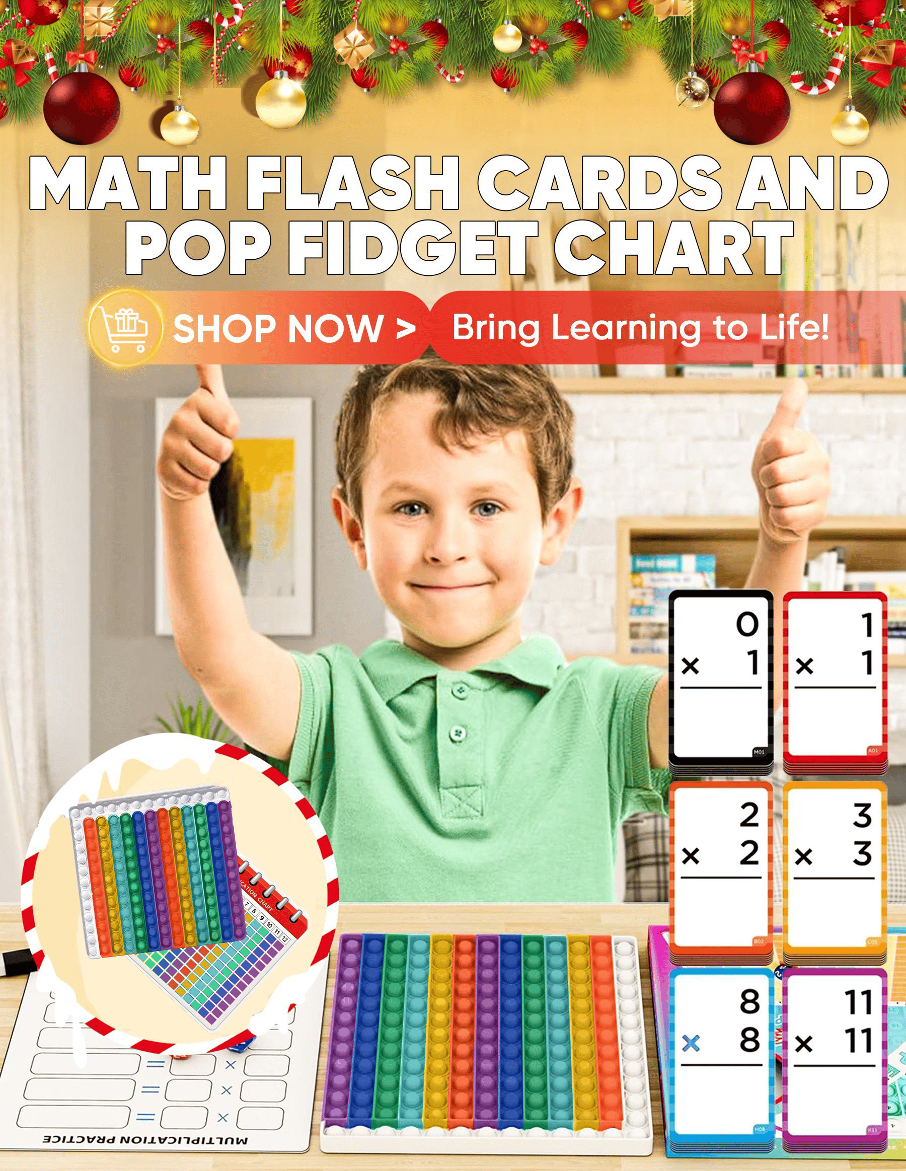 Math Flash Cards & Pop Fidget Chart