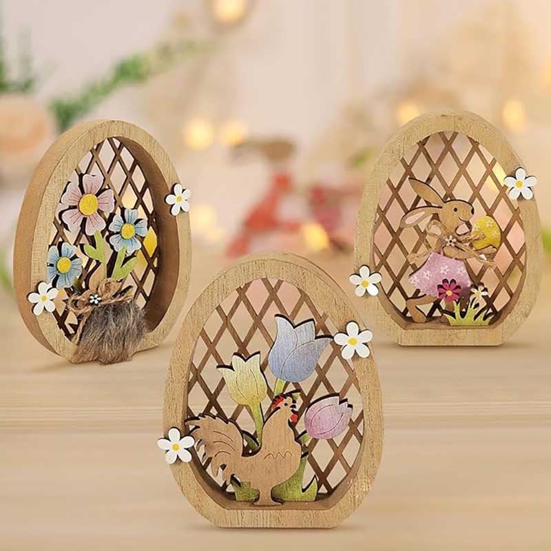 Easter Egg Shaped Wooden Ornament