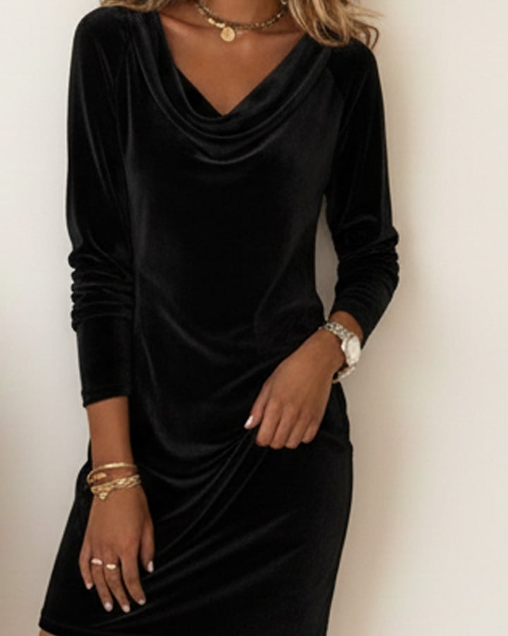 The "Fall/Winter Daily Gem": Fashionable Cowl Neck Dress, Warm & Chic
