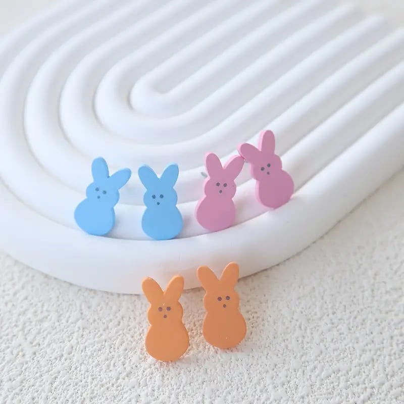 Easter Acrylic Bunny Stud Earrings