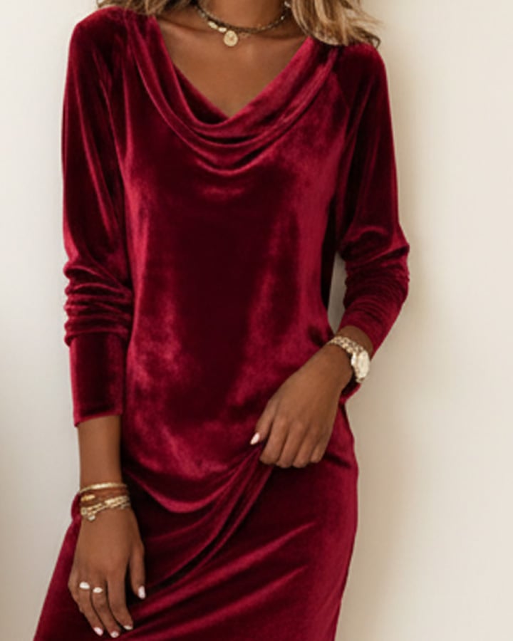The "Fall/Winter Daily Gem": Fashionable Cowl Neck Dress, Warm & Chic