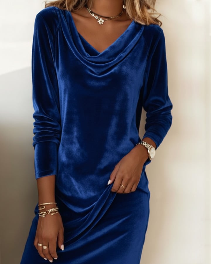 The "Fall/Winter Daily Gem": Fashionable Cowl Neck Dress, Warm & Chic