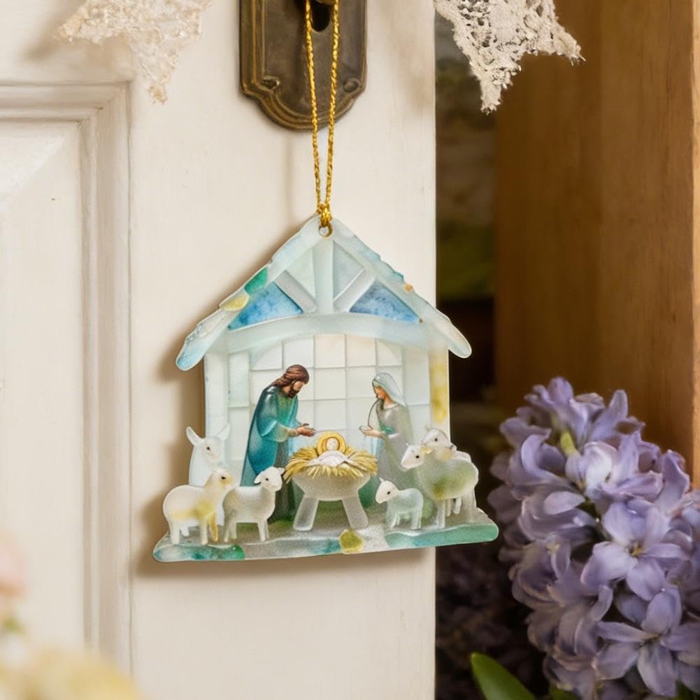 🏆🌊Christmas scene Jesus  pendant-natural art